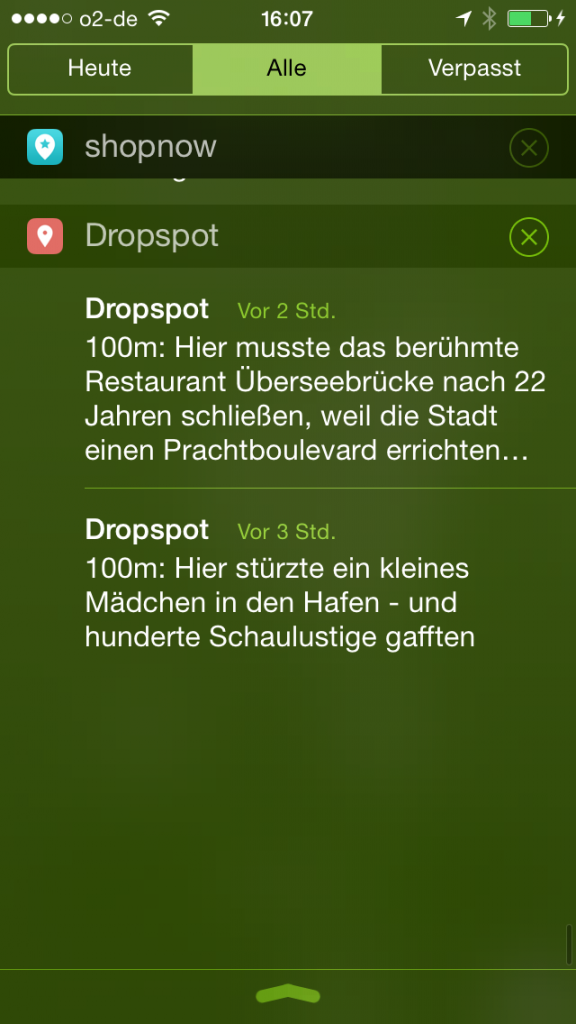 Beispiel-Meldungen von Dropspot