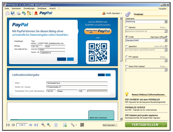 PayPal-Druckerdialog